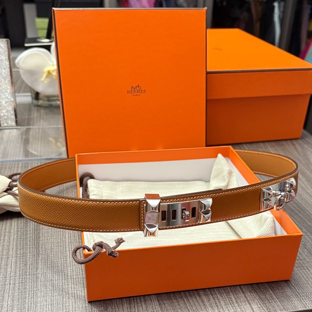 Hermes Collier de Chien 32 belt in Gold with Silver Hardware (size 85)